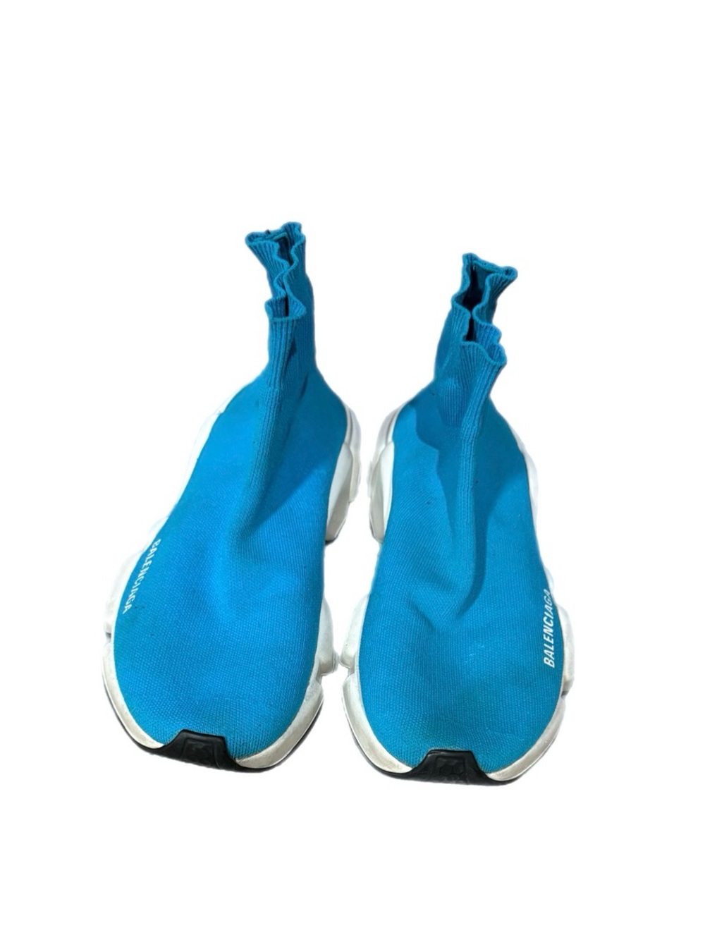 Balenciaga Turquoise Knit Slip-On Sneakers